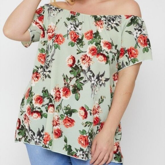 Floral Print Off The Shoulder Top - Picture 2 of 2